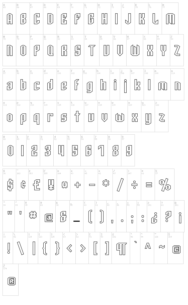 SF Archery Black font map
